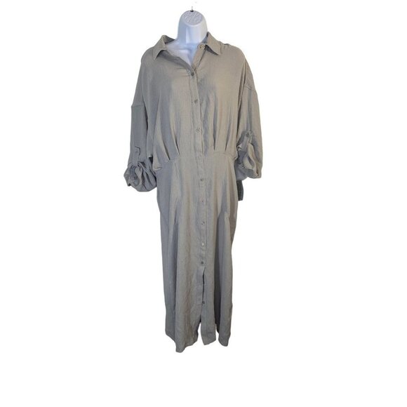 Max Studio Womens Clay Button-Down Maxi Dress Long Sleeve Size Large New - Picture 3 of 10